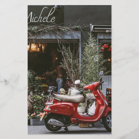 Vintage Red Motor Scooter        Briefpapier (Voorkant)