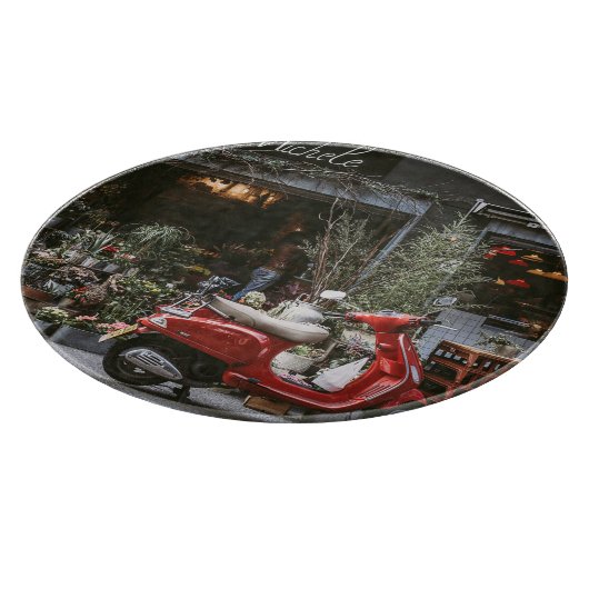 Vintage Red Motor Scooter Snijplank (Hoek)