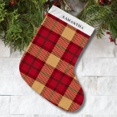 Vintage Red Plaid Personalized  Grote Kerstsok