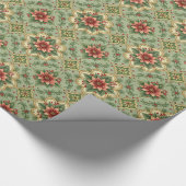 Vintage Red Poinsettia Tile Pattern Cadeaupapier (Hoek)