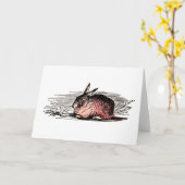 Vintage Red Rabbit Drawing Card Kaart (Gele Bloem)