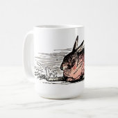 Vintage Red Rabbit Drawing Koffiemok (Voorkant links)