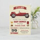 Vintage Red Race Baby shower Kaart (Staand voorkant)