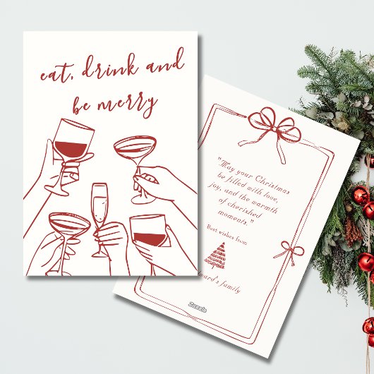 Vintage Red Retro Christmas Card Feestdagenkaart