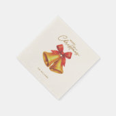 Vintage Red Ribbon and Gold Bells Christmas Servet (Hoek)