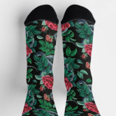 Vintage Red Rose & Snake Pattern Sokken (Top)