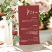 Vintage Red Rose Wedding Reception Dinner Card Menu