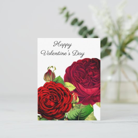 Vintage Red Roses Valentijnsdag Holiday Briefkaart (Staand voorkant)