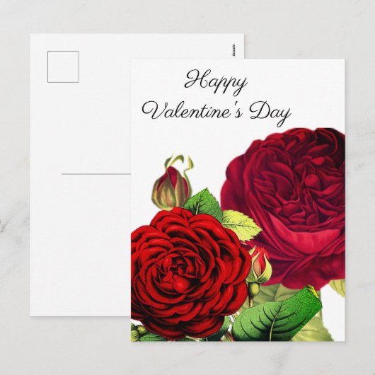 Vintage Red Roses Valentijnsdag Holiday Briefkaart (Voorkant / Achterkant)
