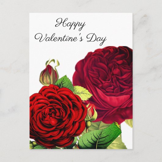 Vintage Red Roses Valentijnsdag Holiday Briefkaart (Voorkant)