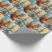 Vintage Red Squirrel Pine Tree Christmas Cadeaupapier (Hoek)