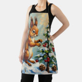 Vintage Red Squirrel Pine Tree Christmas Schort (Insitu)