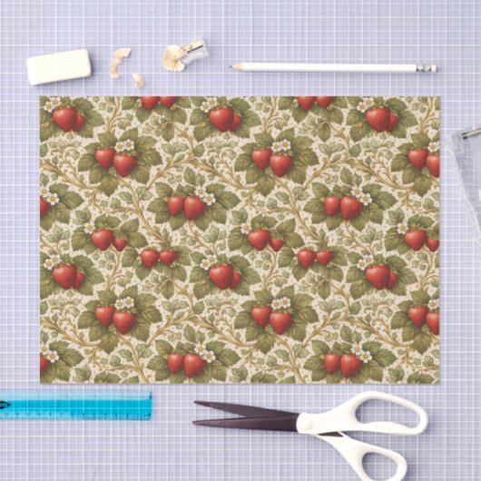 Vintage Red Strawberries Tissuepapier (Craft)