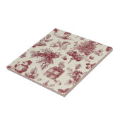 Vintage Red Toile Christmas Botanical - Holly Tegeltje (Zijkant)