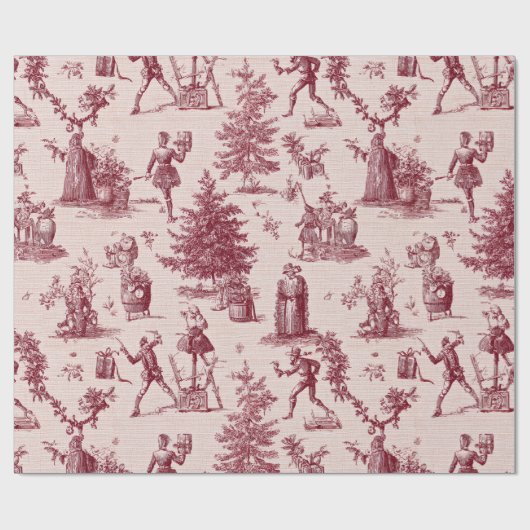 Vintage Red Toile  | Classic French  Cadeaupapier (Vlak)