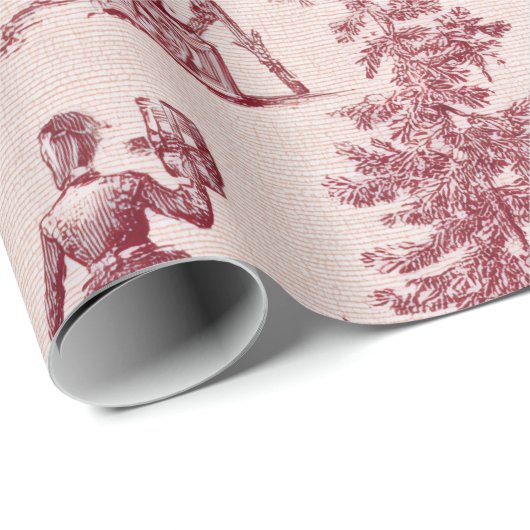 Vintage Red Toile  | Classic French  Cadeaupapier (Rol Hoek)