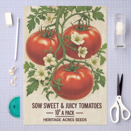 Vintage Red Tomato Botanical Decoupage Tissuepapier (Craft)