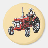 Vintage Red Tractor Magneet (Voorkant)