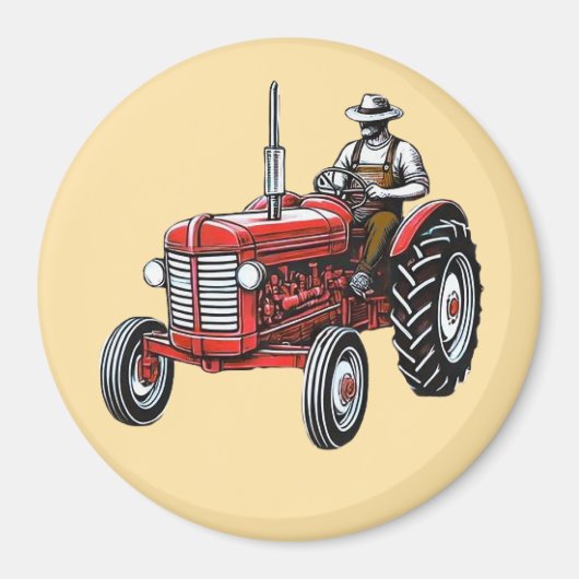 Vintage Red Tractor Magneet (Voorkant)