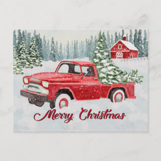 Vintage Red Truck Bringing Christmas Cheer in the Feestdagenkaart