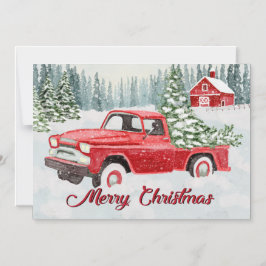 Vintage Red Truck Bringing Christmas Cheer in the  Magnetische Uitnodiging