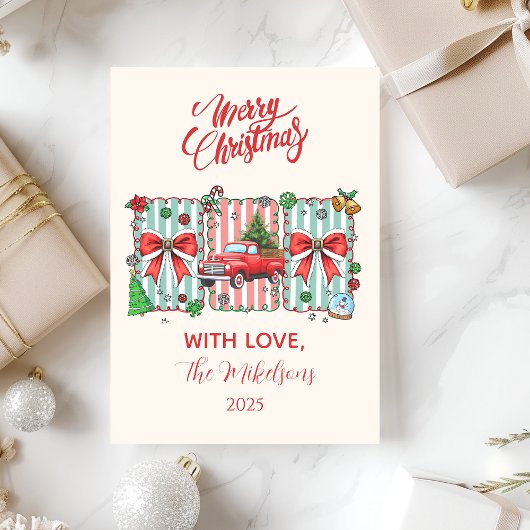 Vintage Red Truck Christmas Feestdagenkaart
