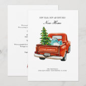 Vintage Red Truck Christmas Holiday Moving Aankondiging (Voorkant / Achterkant)