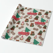 Vintage Red Truck Christmas Wrapping Paper Cadeaupapier (Uitgerold)