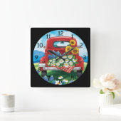 Vintage Red Truck Vierkante Klok (Huis)