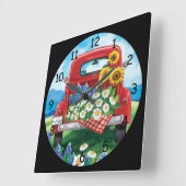 Vintage Red Truck Vierkante Klok (Hoek)