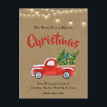 VINTAGE RED TRUCK WATERVERF RUSTIC CHRISTMAS HOLI FEESTDAGENKAART<br><div class="desc">Wens je vrienden, familie of klanten een Vrolijk Kerstfeest met deze Rode Vrachtwagen - Boerderij Stijl Kerstkaart. Kaart: "Wij wensen u een vrolijk kerstfeest!" rode pick-up truck kerstkaart is met een vleugje rustiek. Deze rode pick-up truck vervoert vers gesneden kerstbomen, met alle lekkernijen en een reeks lichten hangt boven het...</div>