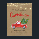 VINTAGE RED TRUCK WATERVERF RUSTIC CHRISTMAS HOLI FEESTDAGENKAART<br><div class="desc">Wens je vrienden, familie of klanten een Vrolijk Kerstfeest met deze Rode Vrachtwagen - Boerderij Stijl Kerstkaart. Kaart: "Wij wensen u een vrolijk kerstfeest!" rode pick-up truck kerstkaart is met een vleugje rustiek. Deze rode pick-up truck vervoert vers gesneden kerstbomen, met alle lekkernijen en een reeks lichten hangt boven het...</div>
