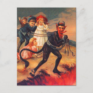 Vintage Redheaded Briefkaart Krampus