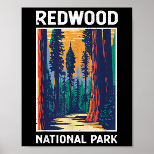 Vintage Redwood National Park Retro Outdoor Kamper Poster