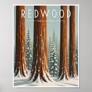 Vintage Redwood National Park Winterreis Poster