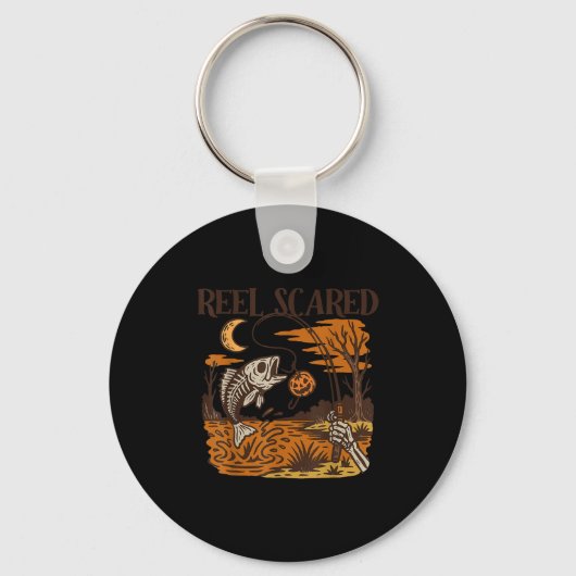 Vintage Reel Halloween Ed Fishing Skeleton Fisherm Sleutelhanger (Voorkant)