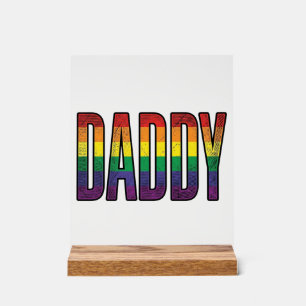 Vintage Regenboog Daddy Pride Typografie T-Shirt_1 Acryl Bord