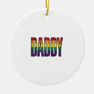 Vintage Regenboog Daddy Pride Typografie T-Shirt_1 Keramisch Ornament