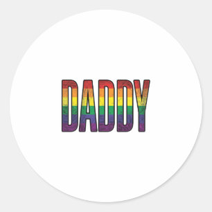 Vintage Regenboog Daddy Pride Typografie T-Shirt_1 Ronde Sticker