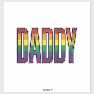 Vintage Regenboog Daddy Pride Typografie T-Shirt_1 Sticker