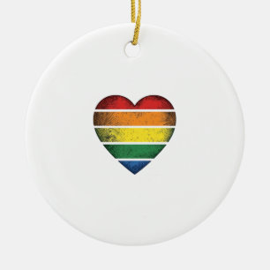Vintage Regenboog Hart Pride Vector T-shirt Ontwer Keramisch Ornament