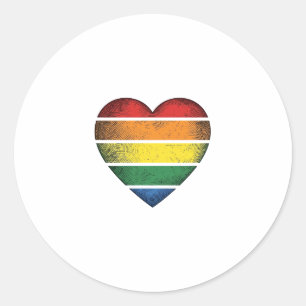 Vintage Regenboog Hart Pride Vector T-shirt Ontwer Ronde Sticker
