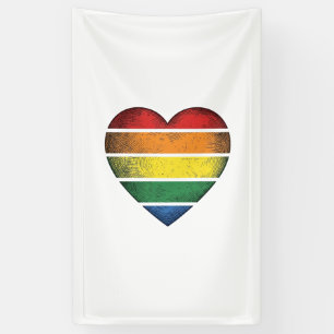 Vintage Regenboog Hart Pride Vector T-shirt Ontwer Spandoek