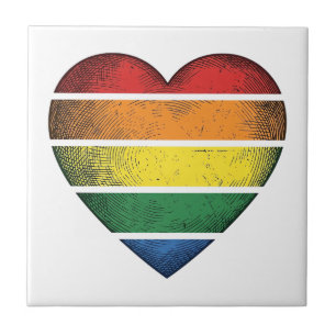Vintage Regenboog Hart Pride Vector T-shirt Ontwer Tegeltje