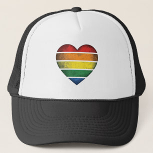Vintage Regenboog Hart Pride Vector T-shirt Ontwer Trucker Pet