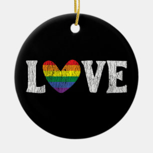 Vintage Regenboog Liefde Trots Familie Bijpassend Keramisch Ornament