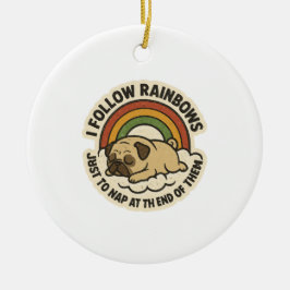 Vintage Regenboog Slaap Mops St.Patrick's Dag Keramisch Ornament