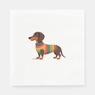 Vintage Regenboog Trui Dachshund Schattige Lange H Servet