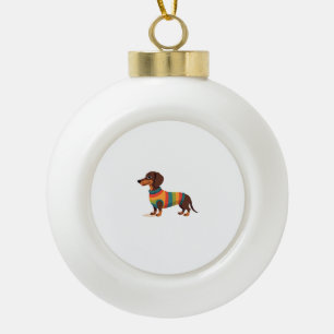 Vintage Regenboog Trui Dasachtige Hond Schattige L Keramische Bal Ornament