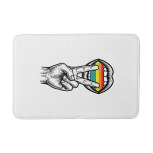 Vintage Regenboog Vrede Hand Pride Vector T-shirt_ Badmat